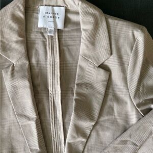 Beige Plaid Women's Blazer